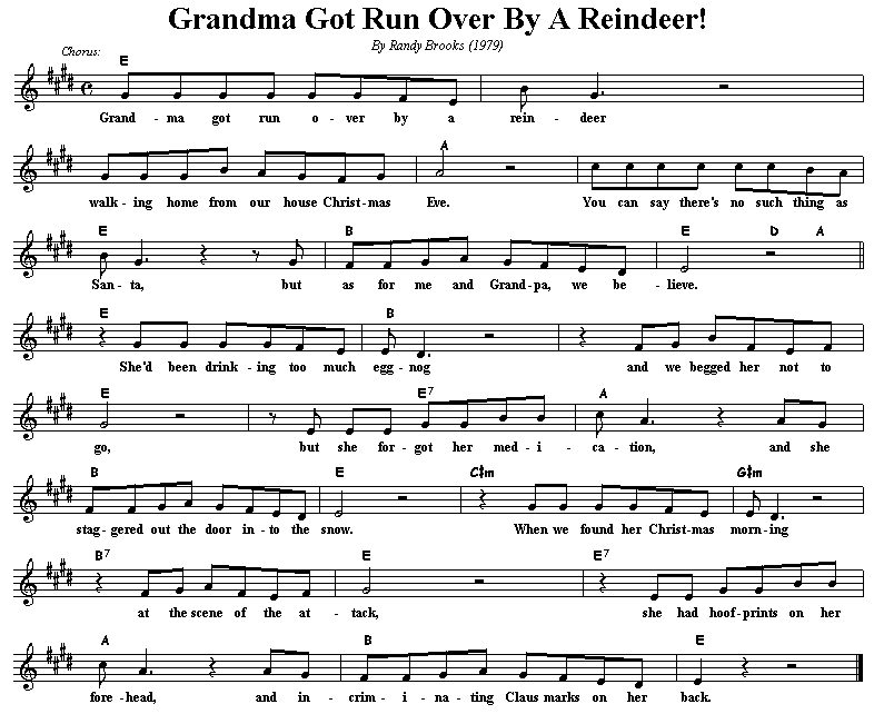 Grandma Got Run Over By A Reindeer Guitar Chords